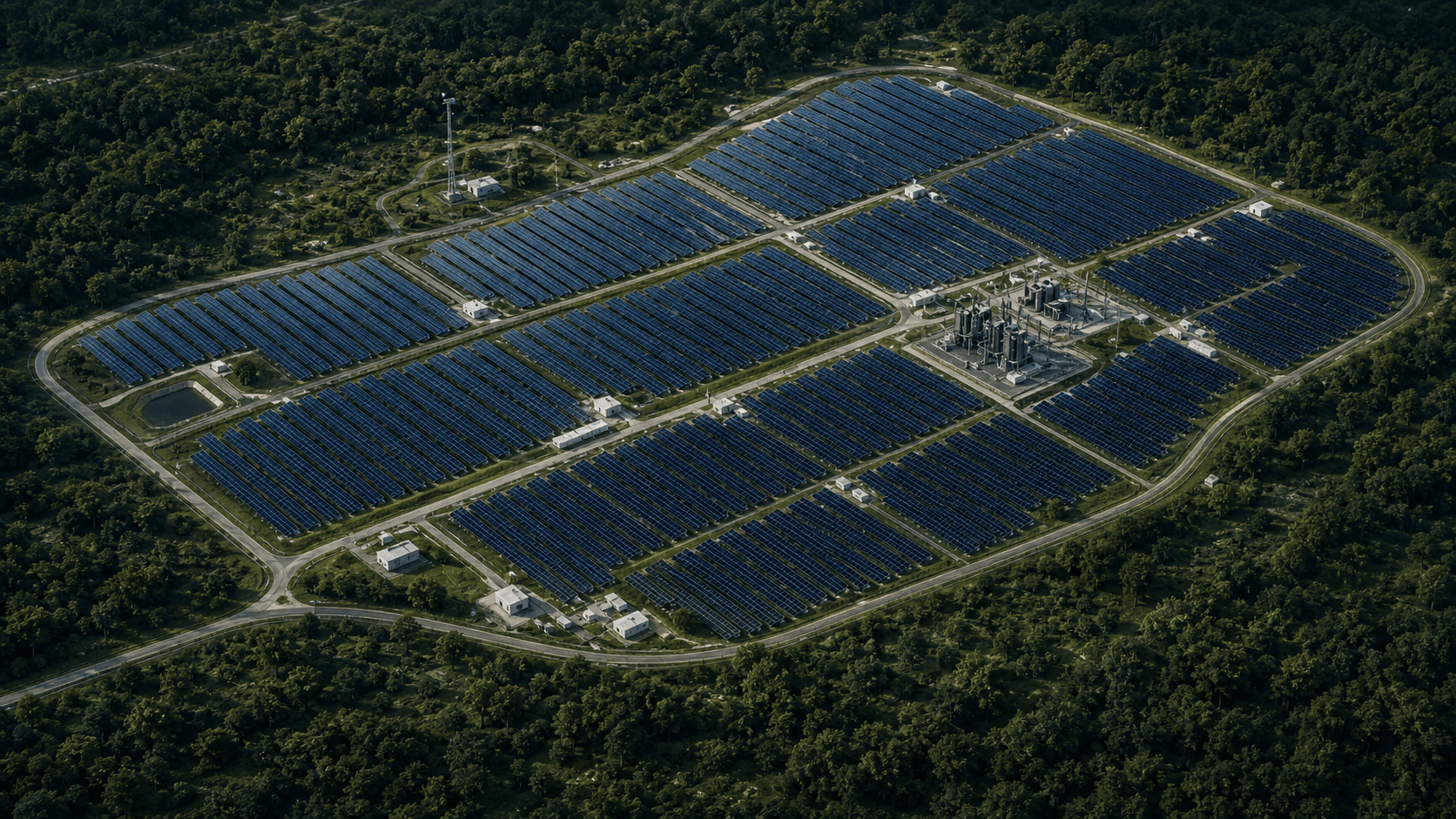 Parc fotovoltaic văzut de sus